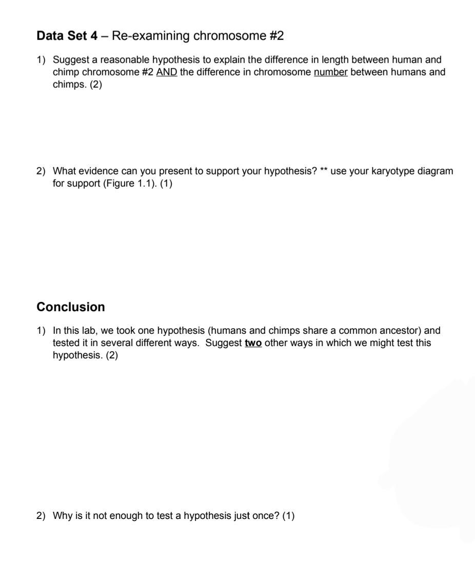 Solved Data Set 1 - Compare human and chimpanzee physical | Chegg.com