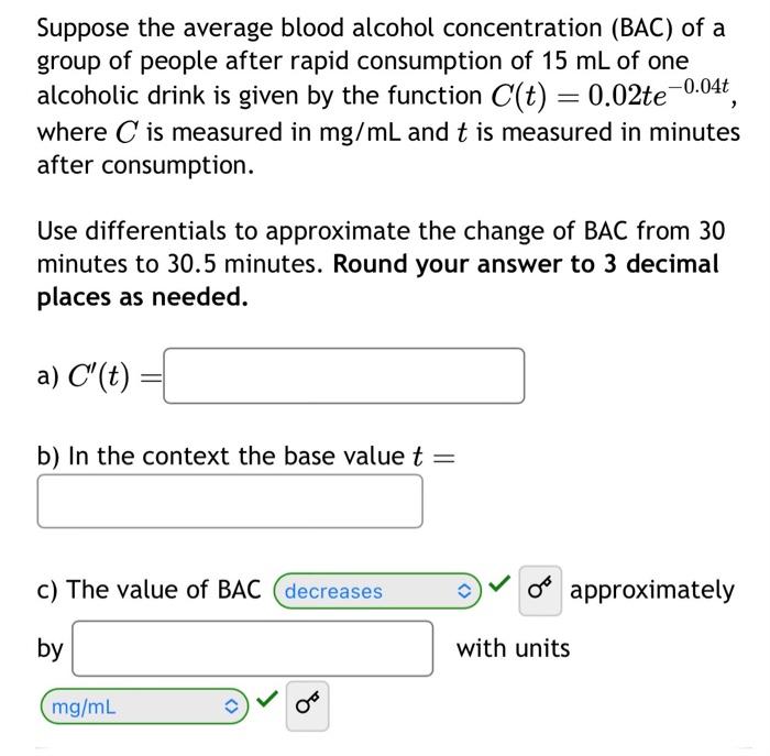 Solved Suppose The Average Blood Alcohol Concentration (BAC) | Chegg.com