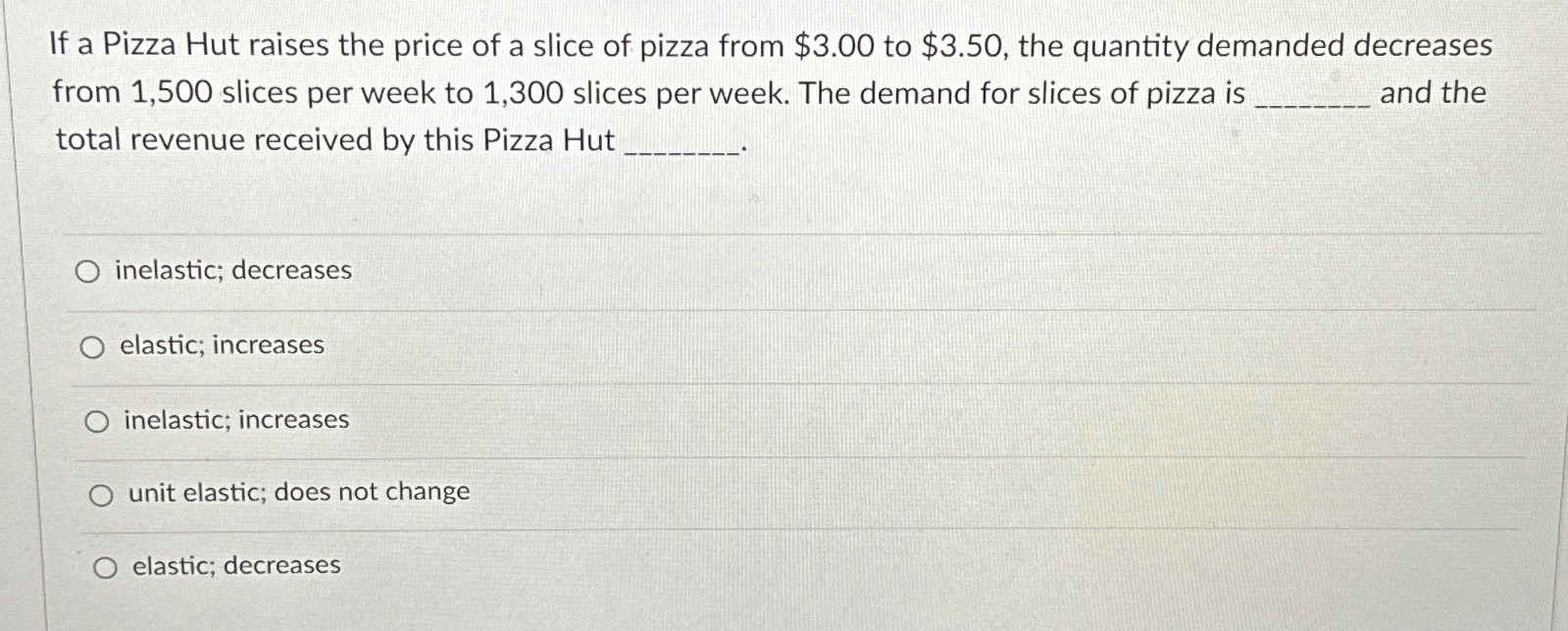 Solved If a Pizza Hut raises the price of a slice of pizza | Chegg.com