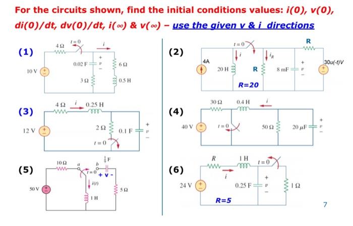 Solved For the circuits shown, find the initial conditions | Chegg.com