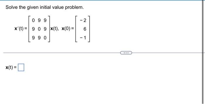 Solved Solve the given initial value problem. | Chegg.com