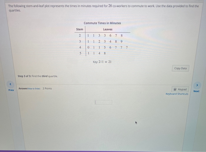 Solved The following stem-and-leaf plot represents the times | Chegg.com