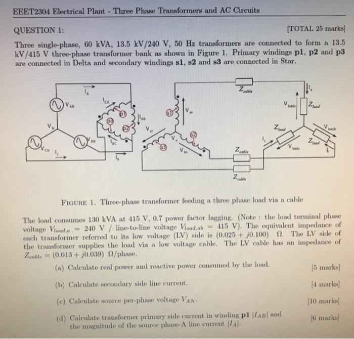 Solved EEET2304 Electrical Plant - Three Phase Transformers | Chegg.com