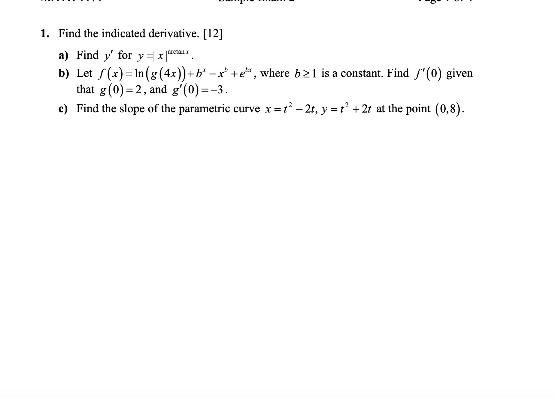 Solved Find The Indicated Derivative 12 A ﻿find Y ﻿for 2806