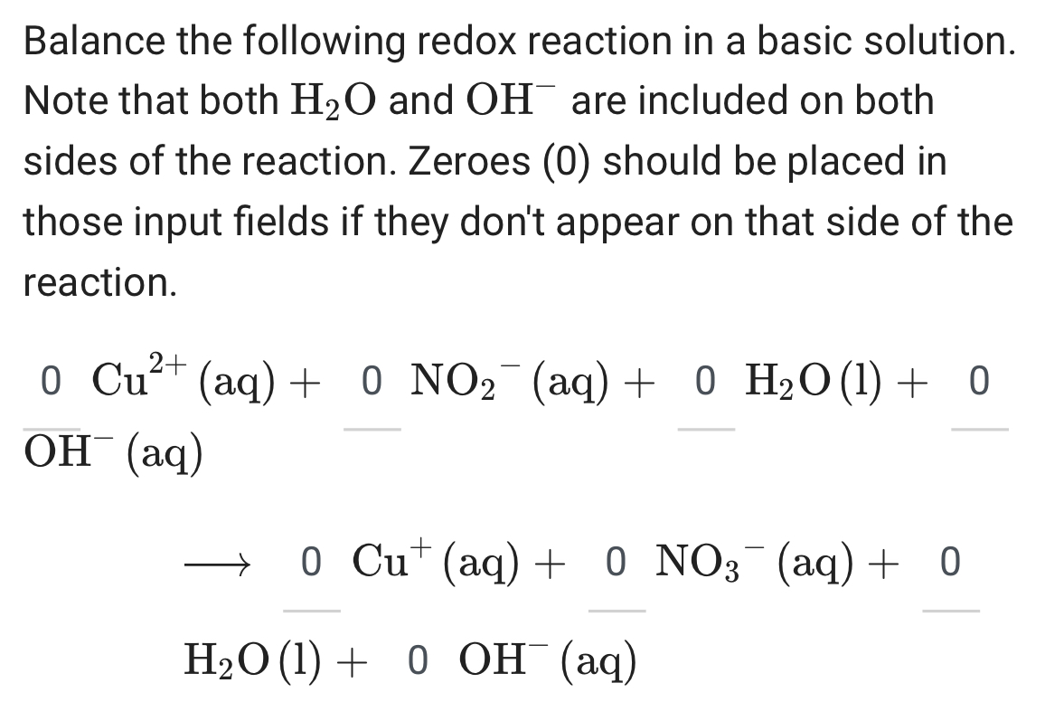 Solved Balance the following redox reaction in a basic | Chegg.com
