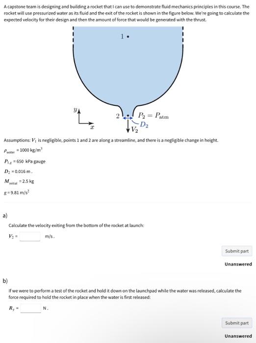 Solved A capstone team is designing and building a rocket | Chegg.com