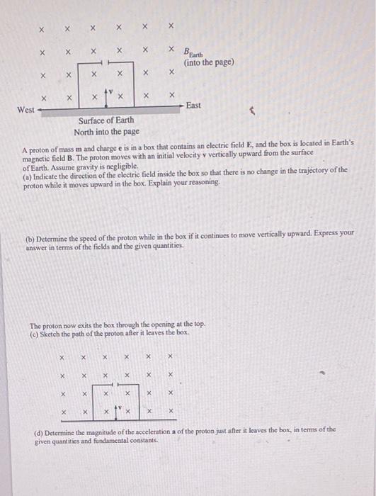 Solved A proton of mass m and charge e is in a box that | Chegg.com