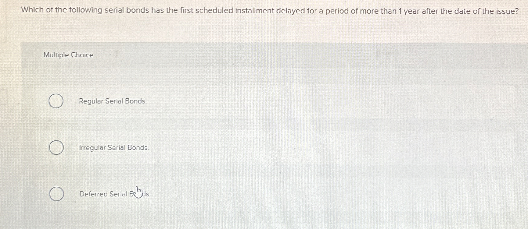 Solved Which of the following serial bonds has the first | Chegg.com