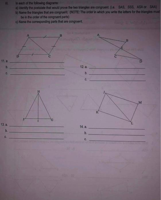 Solved erriangle Congruence State if the two triangles are | Chegg.com