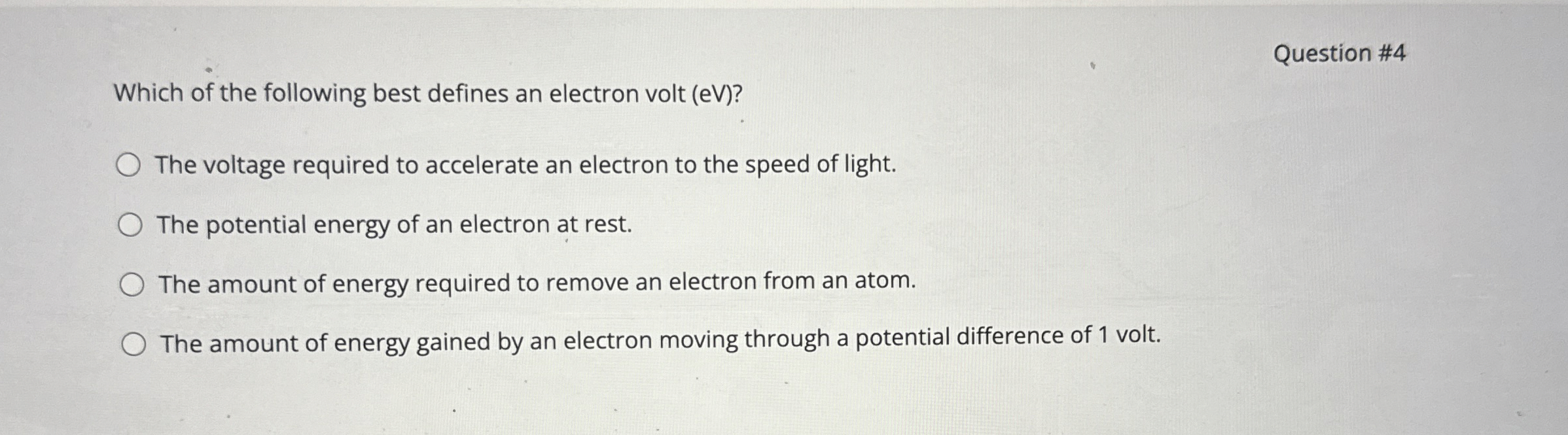Solved Which of the following best defines an electron volt | Chegg.com