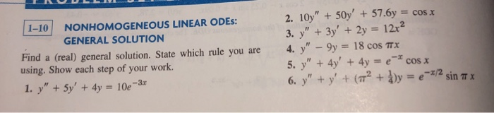 Solved 1 10 Nonhomogeneous Linear Odes General Solution Chegg Solved 1 10 Nonhomogeneous Linear Odes General Solution Chegg