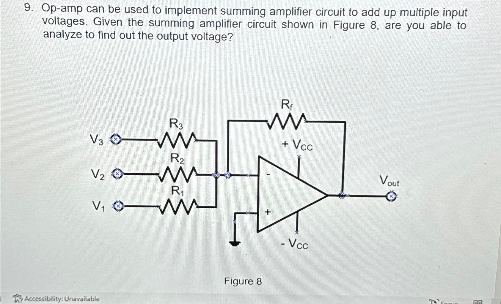 Solved Op-amp Can Be Used To Implement Summing Amplifier | Chegg.com