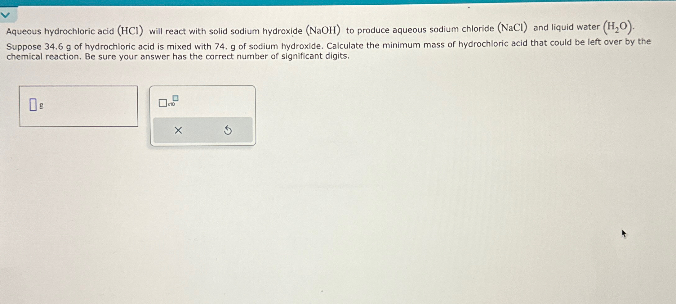 Solved Aqueous hydrochloric acid (HCl) ﻿will react with | Chegg.com