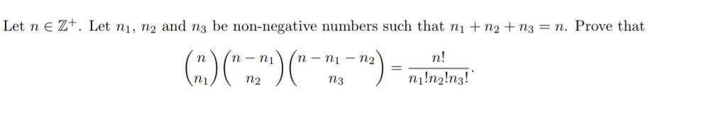 Solved et n∈Z+. Let n1,n2 and n3 be non-negative numbers | Chegg.com