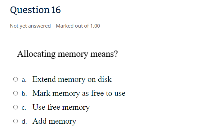 Solved Question 16Not yet answered Marked out of | Chegg.com