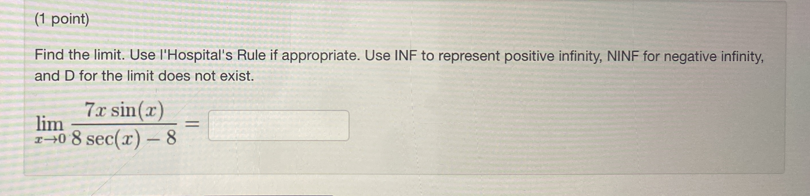 Point Find The Limit Use L Hospital S Rule If Chegg Com