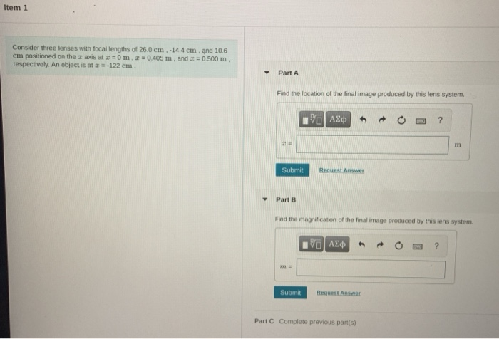 Solved A. Find the location of the final image produced by | Chegg.com