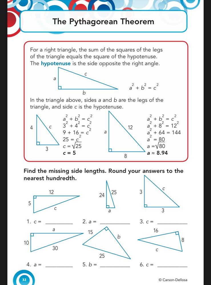 Solved The Pythagorean TheoremFor a right triangle, the sum | Chegg.com