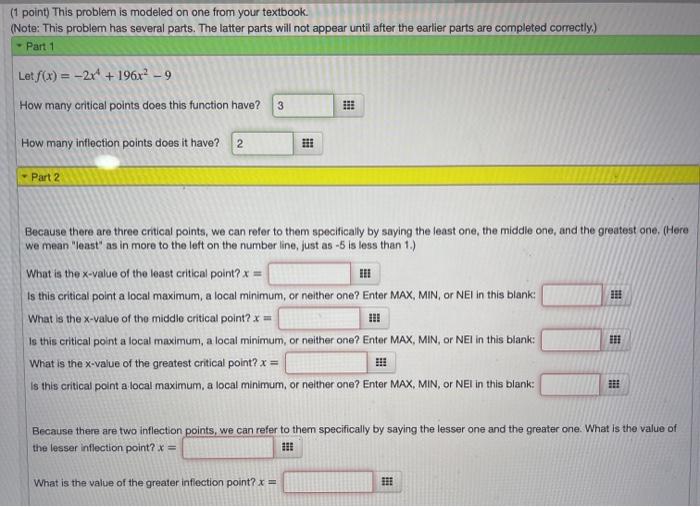Solved (1 point) This problem is modeled on one from your | Chegg.com