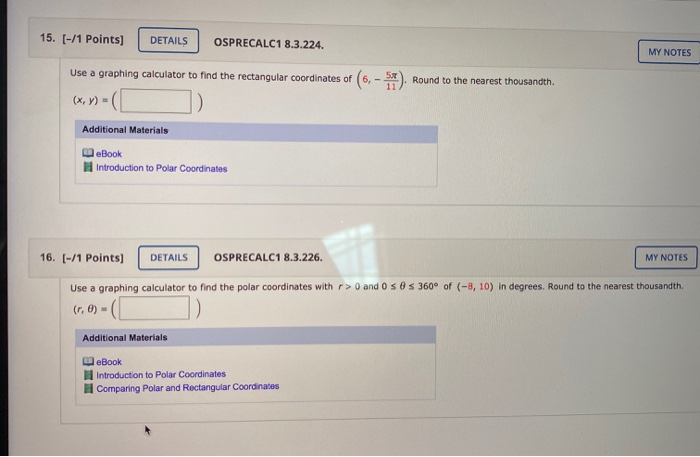 Solved 8. [-/1 Points) DETAILS OSPRECALC1 | Chegg.com