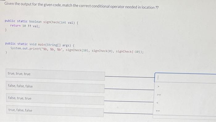 Solved Given the output for the given code, match the | Chegg.com