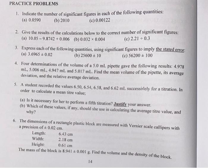 Solved PRACTICE PROBLEMS 1. Indicate the number of | Chegg.com