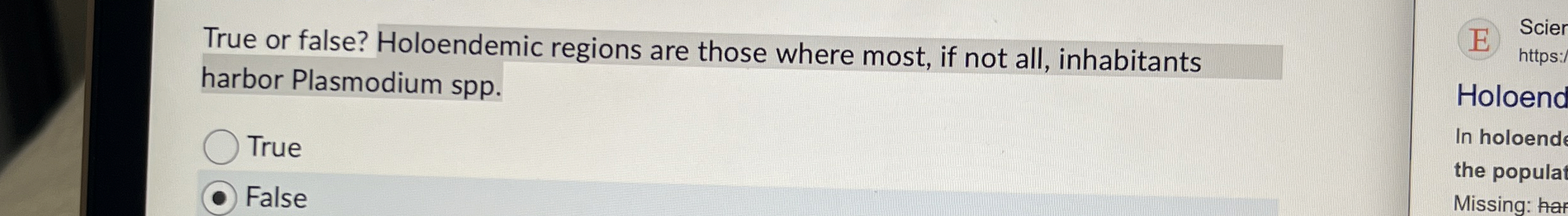 Solved True or false? Holoendemic regions are those where | Chegg.com