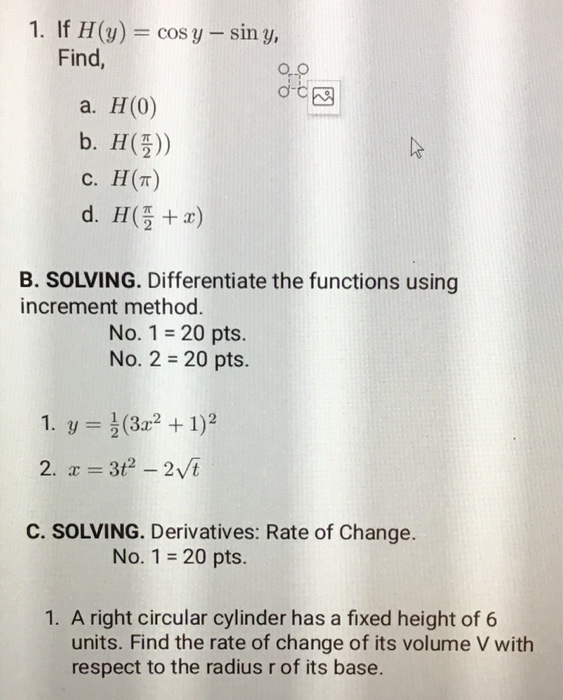 Solved 1 If H Y Find Cosy Siny 0 0 00 A H 0 B H Chegg Com