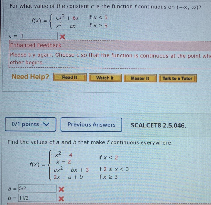 Solved For what value of the constant c is the function f