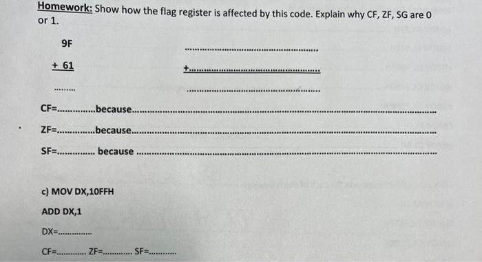 Solved Homework: Show how the flag register is affected by | Chegg.com
