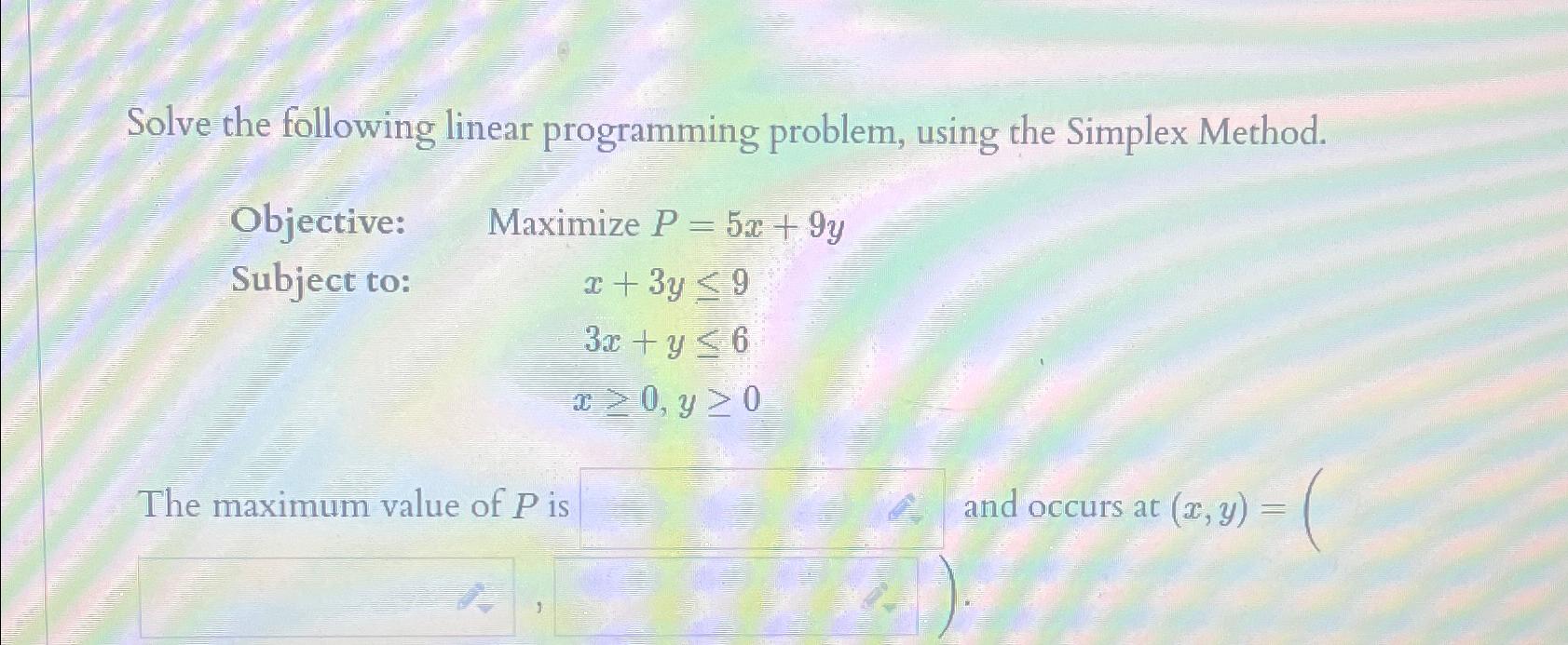 Solved Solve the following linear programming problem, using | Chegg.com
