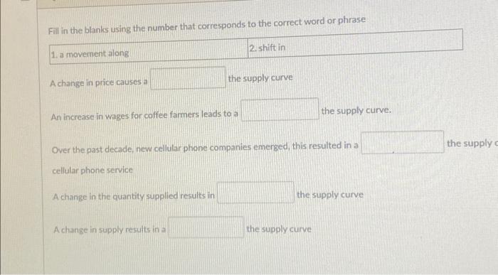 Solved Fill in the blanks using the number that corresponds | Chegg.com