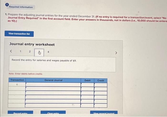 Solved 1. Prepare the adjusting journal entries for the year | Chegg.com