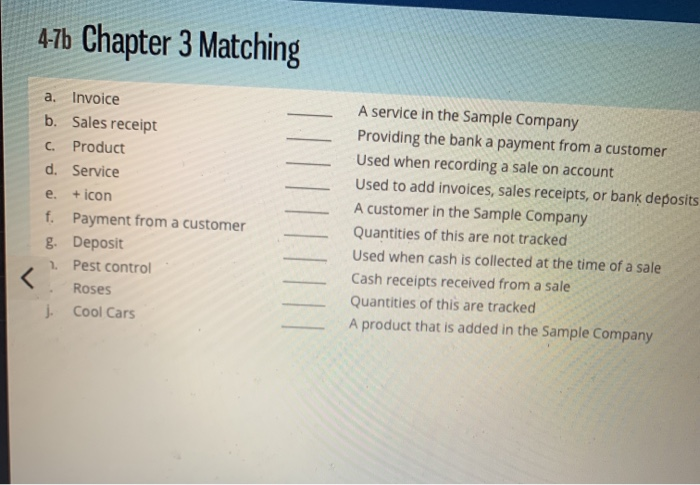 Solved 4-7b Chapter 3 Matching A. Invoice B. Sales Receipt | Chegg.com