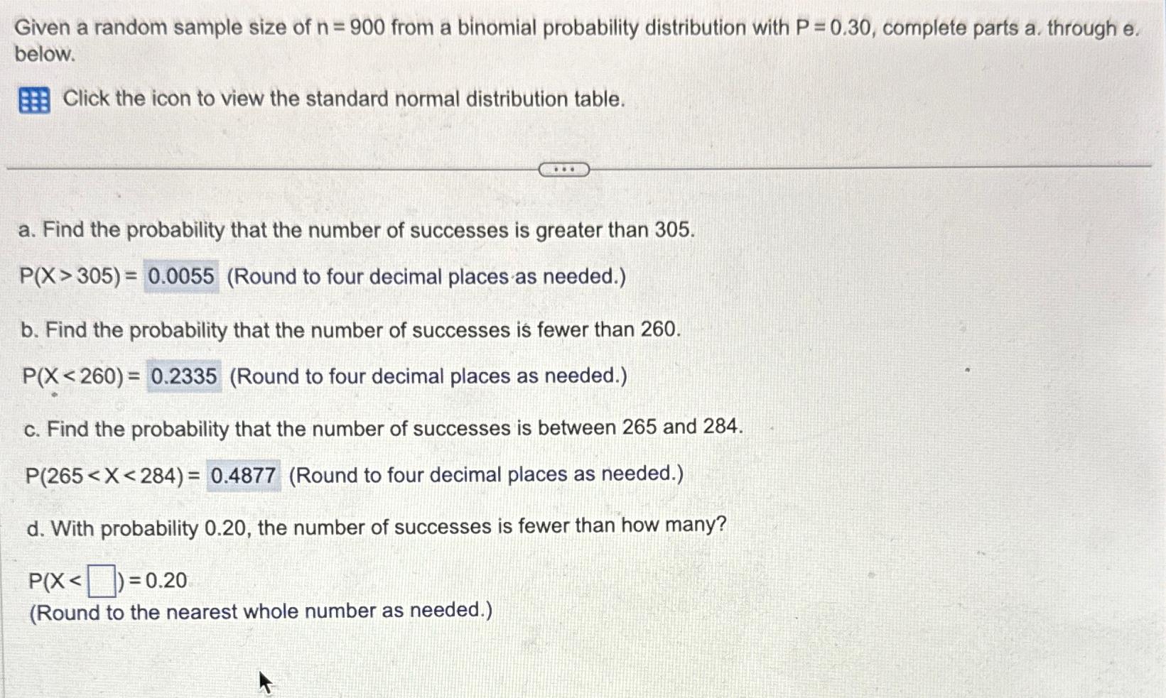 Solved Given a random sample size of n=900 ﻿from a binomial | Chegg.com