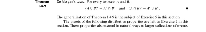 Solved 3. Prove De Morgan's Laws (Theorem 1.4.9). De | Chegg.com