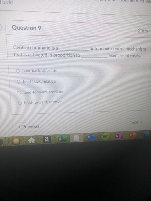 Solved luck. iеr per Question 9 2 pts Central command is a