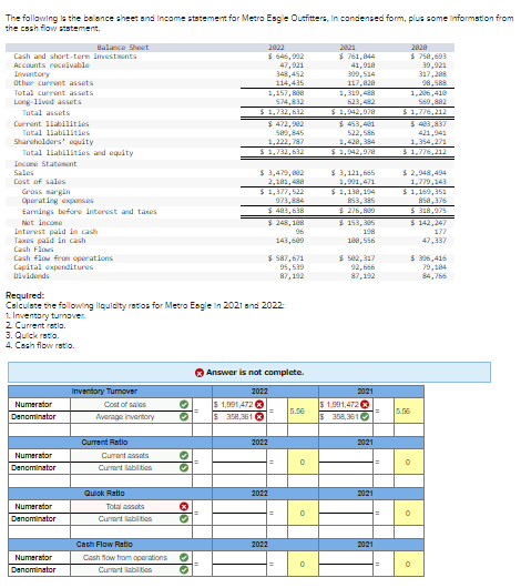 Solved The follawing is the bolonce sheet snd income | Chegg.com