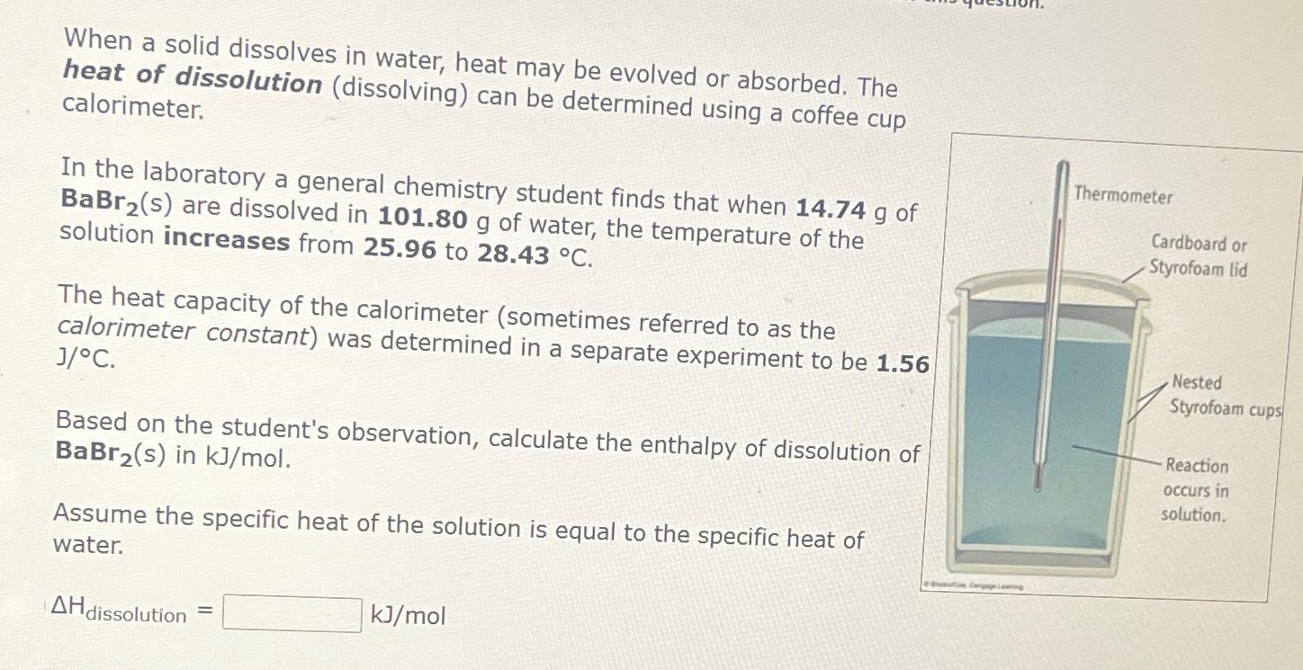 Solved When a solid dissolves in water, heat may be evolved | Chegg.com