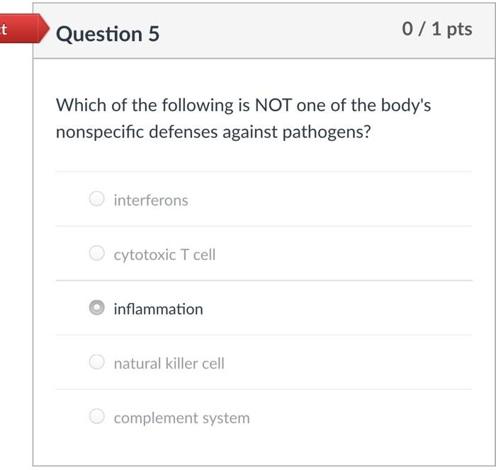 Solved t Question 5 0 / 1 pts Which of the following is NOT | Chegg.com