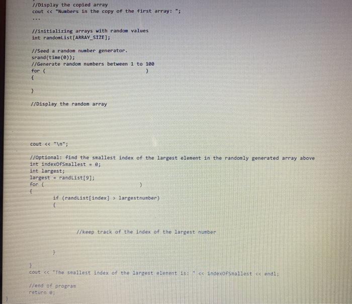 Solved c++help- declare and initialize an array and find the | Chegg.com