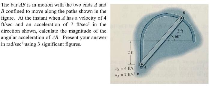 Solved The Bar AB Is In Motion With The Two Ends A And B | Chegg.com