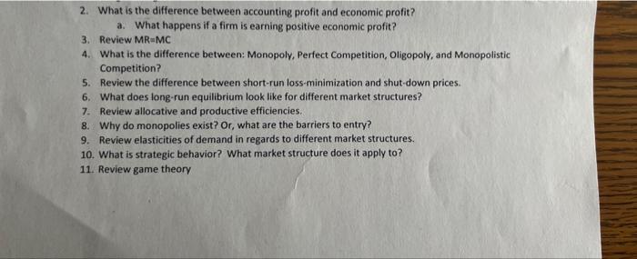 Solved 2. What is the difference between accounting profit | Chegg.com