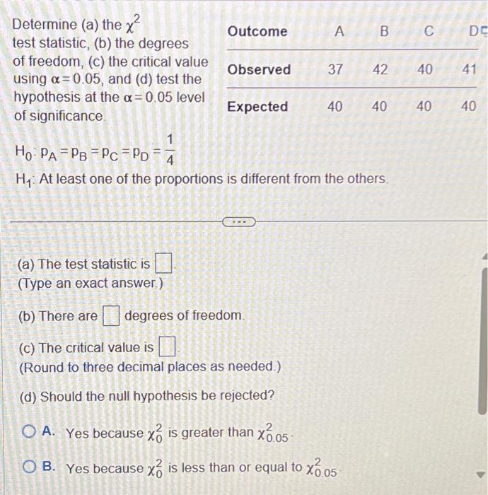 Solved Determine (a) The χ2 Test Statistic, (b) The Degrees | Chegg.com