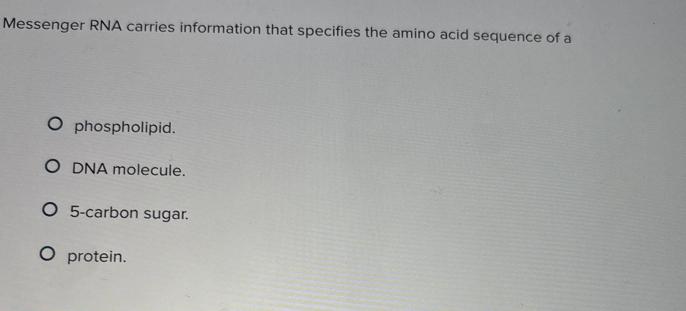 Solved Messenger RNA carries information that specifies the | Chegg.com