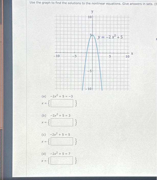 Use the graph to find the solutions to the nonlinear | Chegg.com