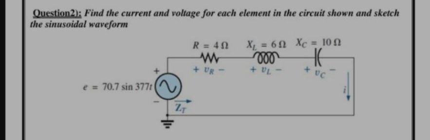 Solved Question2); Find the current and voltage for each | Chegg.com