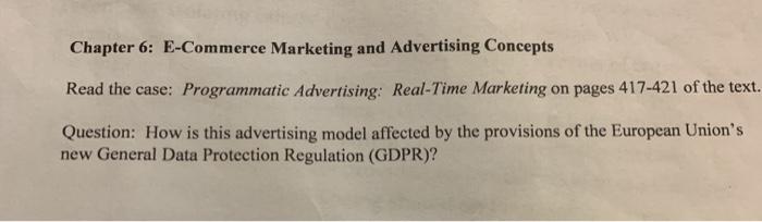 Solved Chapter 6: E-Commerce Marketing and Advertising | Chegg.com