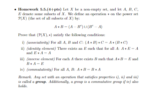 Solved Homework 5.5.(4+pts) Let X Be A Non-empty Set, And | Chegg.com