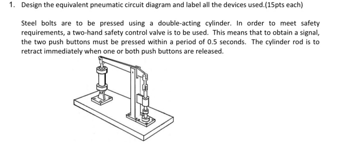 Solved 1. Design the equivalent pneumatic circuit diagram | Chegg.com